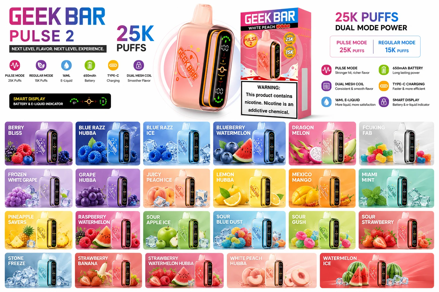 Geek Bar Pulse 2 25K Disposable Vape at 247 Smoke Shop Sand Lake / Universal Studio in Orlando