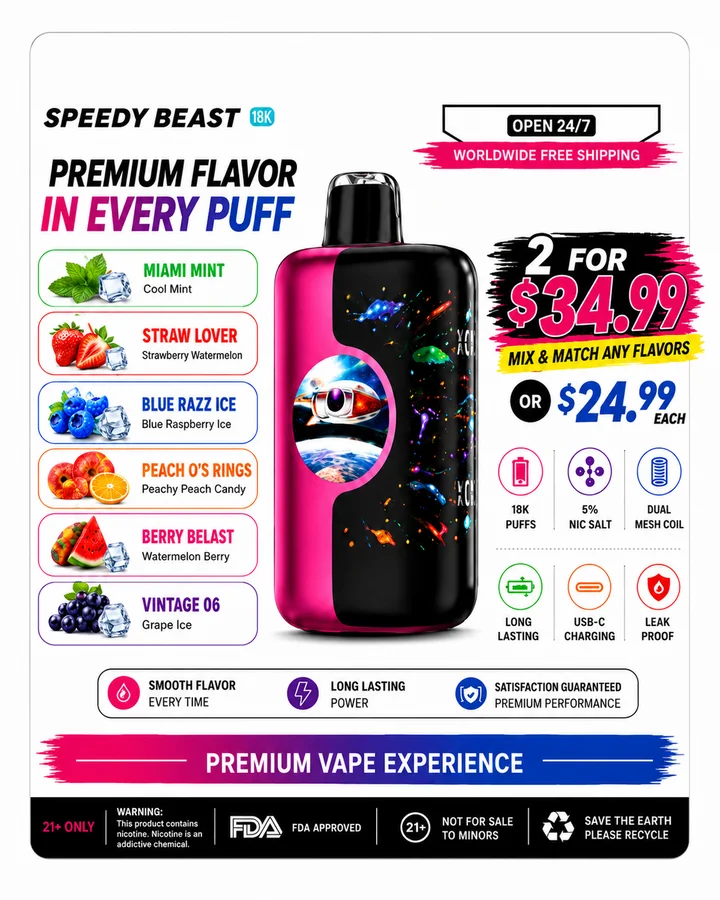 KangVape Speedy Beast disposable vapes — 2 for $34.99 deal at 247 Smoke Shop Sand Lake / Universal Studio Orlando