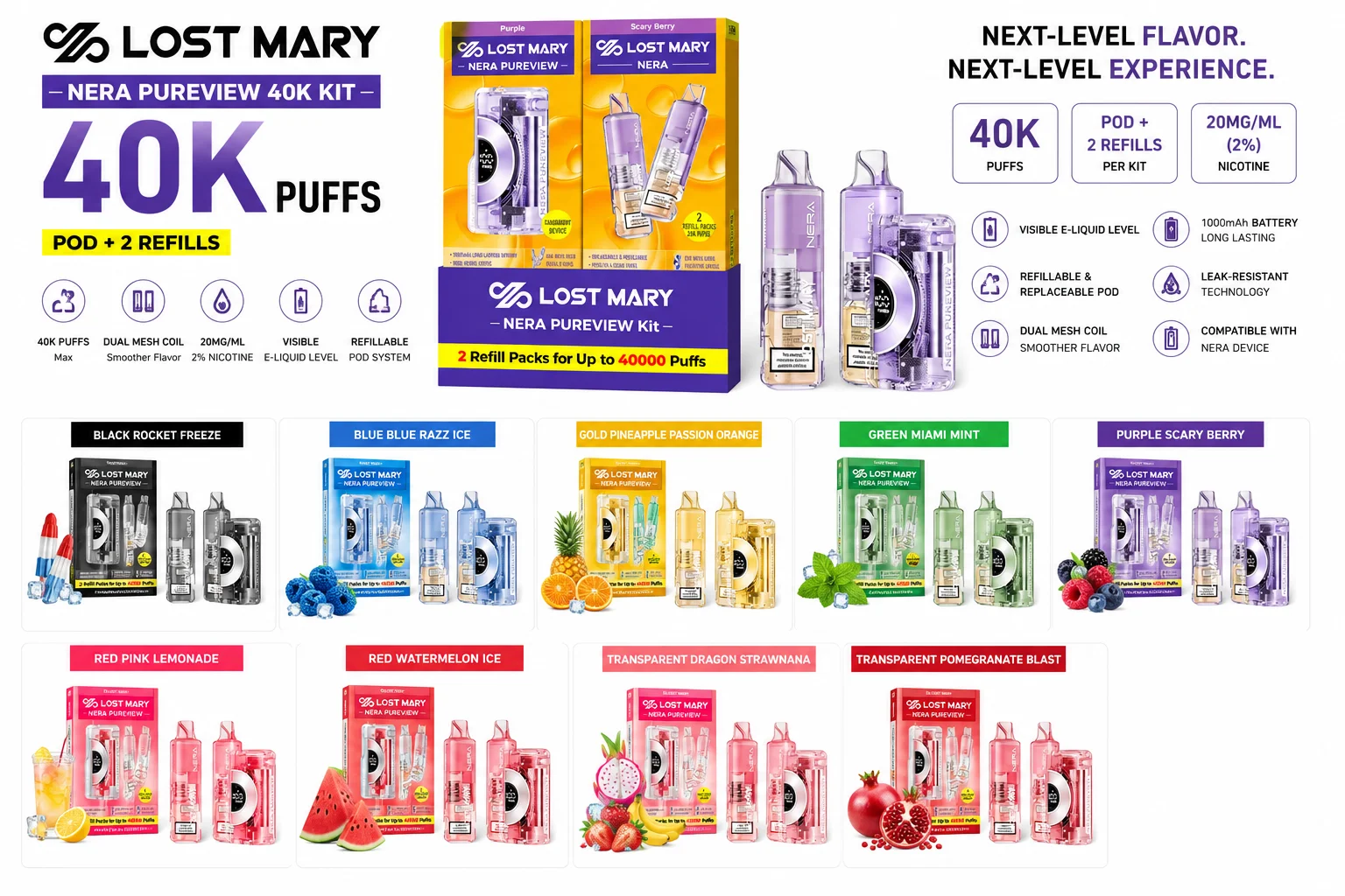 Lost Mary Nera Pureview 40K Kit at 247 Smoke Shop Sand Lake / Universal Studio in Orlando