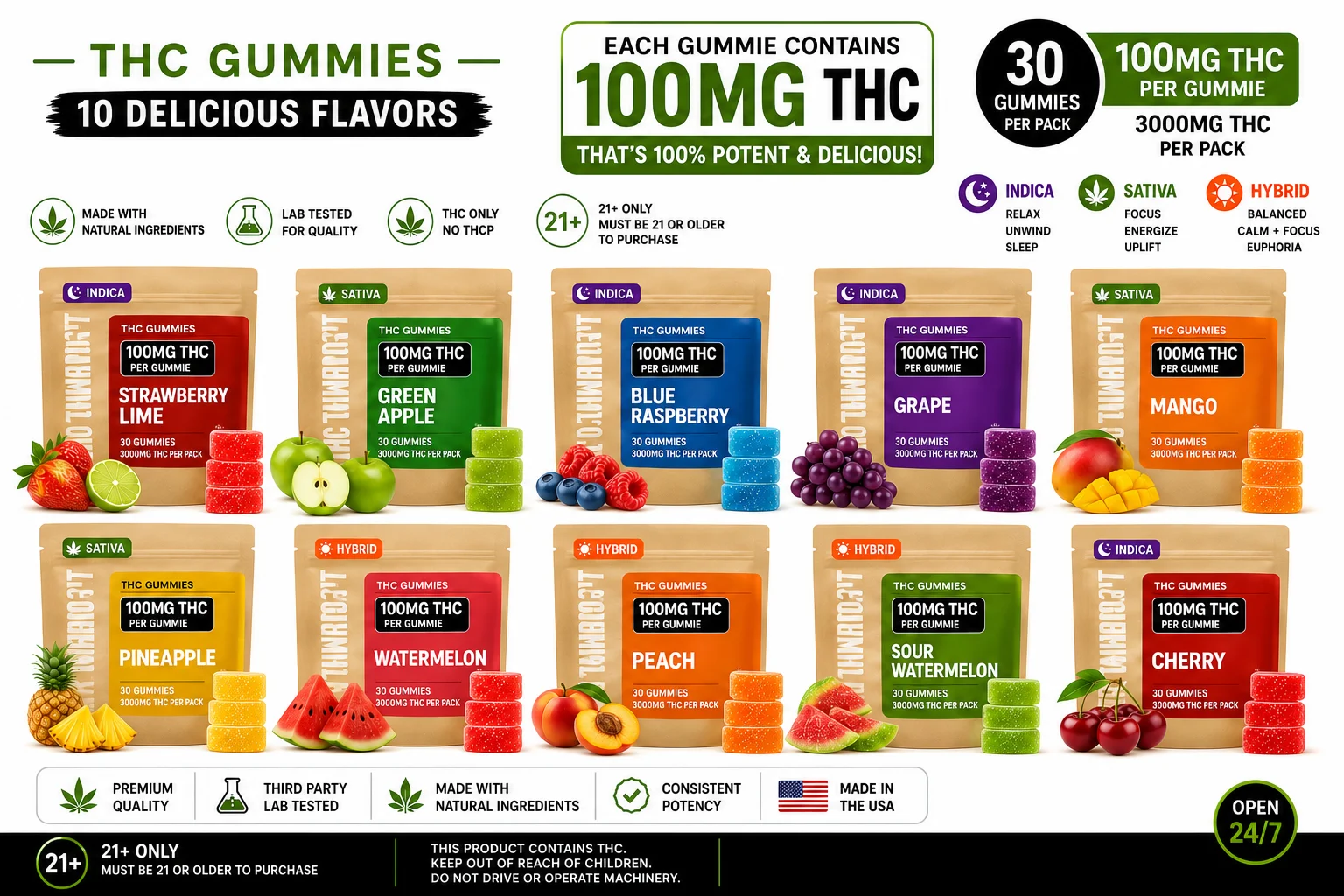 Mr. Weedzy THC Gummies 100mg at 247 Smoke Shop Sand Lake / Universal Studio in Orlando