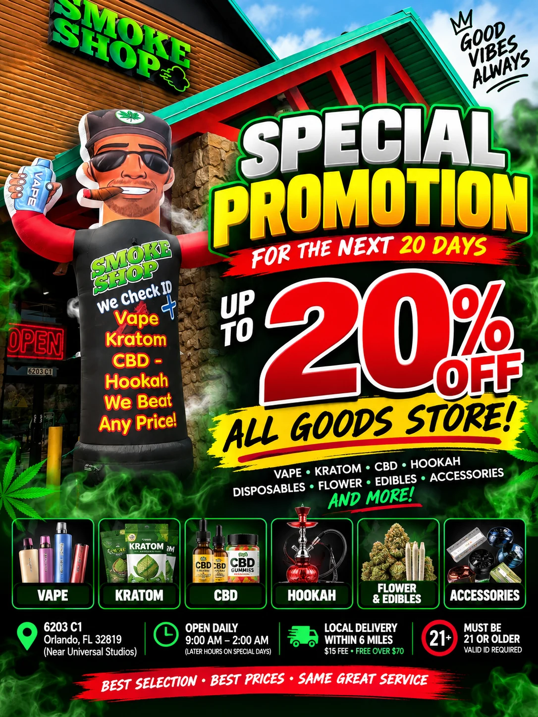 September 12–October 1, 2026 flyer: up to 20% off storewide